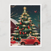 Kerstboom en Oldtimer Briefkaart (Voorkant)