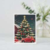 Kerstboom en Oldtimer Briefkaart (Staand voorkant)