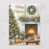 Kerstboom en Open Haard Kerstkaart Feestdagenkaart (Voorkant)