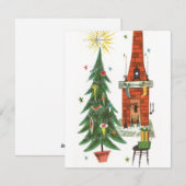 Kerstboom en open haard uit de jaren 1920 feestdagenkaart (Voorkant / Achterkant)