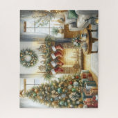 Kerstboom en open haard vakantie legpuzzel (Verticaal)