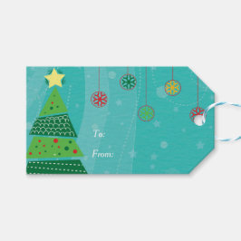 Kerstboom en Ornamenten Cadeaulabel