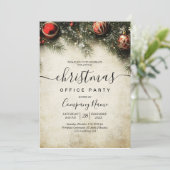 Kerstboom en Ornamenten Vakantie Kantoor Party Kaart (Staand voorkant)