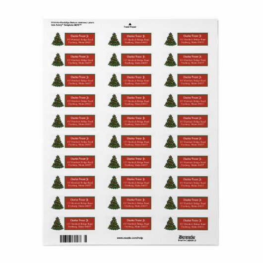 Kerstboom en plaqueadreslabel etiket (Full Sheet)