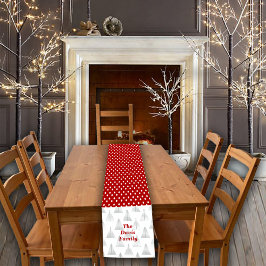 Kerstboom en Polka Dots Aangepaste familienaam Korte Tafelloper
