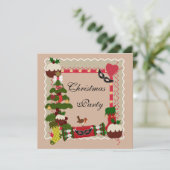 Kerstboom- en puddingenfeest kaart (Staand voorkant)