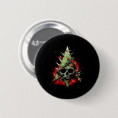 Kerstboom en punk-rotschedel harmoniëren met contr ronde button 5,7 cm (Voorkant /achterkant)