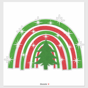 Kerstboom en regenboog   Faux Felt Sticker