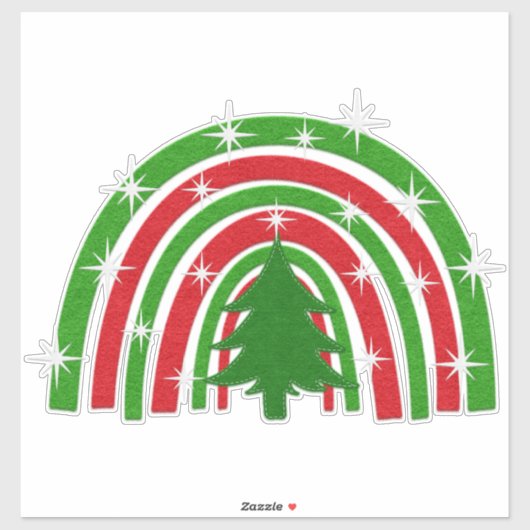 Kerstboom en regenboog | Faux Felt Sticker (Vel)