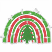 Kerstboom en regenboog | Faux Felt Sticker (Voorkant)