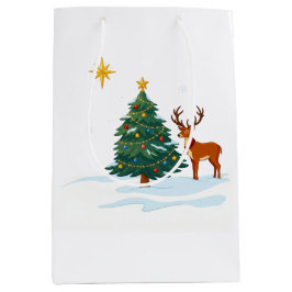 Kerstboom en rendier medium cadeauzakje