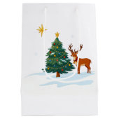 Kerstboom en rendier medium cadeauzakje (Achterkant)