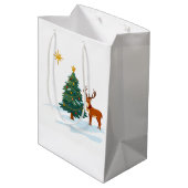 Kerstboom en rendier medium cadeauzakje (Achterkant Gekanteld)