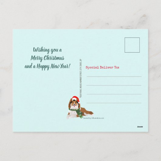 Kerstboom en Sable Sheltie Holiday Briefkaart (Achterkant)
