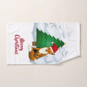 Kerstboom en Santa Fox - White Hand Towel Handdoek (Handdoek)