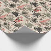 Kerstboom en Santa Tropical Retro Cadeaupapier (Hoek)