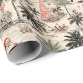 Kerstboom en Santa Tropical Retro Cadeaupapier (Rol Hoek)