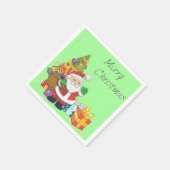 Kerstboom en Santa Vrolijk Kerstgroen Servet (Hoek)