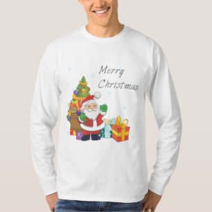 Kerstboom en Santa Vrolijk Kerstmis wit T-shirt