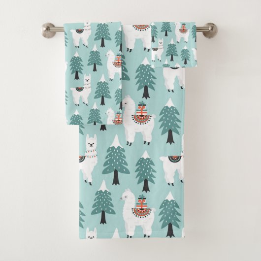 kerstboom en schattig lamappatroon bad handdoek (Insitu)