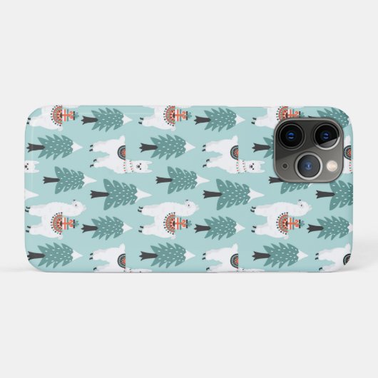 kerstboom en schattig lamappatroon Case-Mate iPhone case (Achterkant (horizontaal))