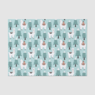 kerstboom en schattig lamappatroon tissuepapier