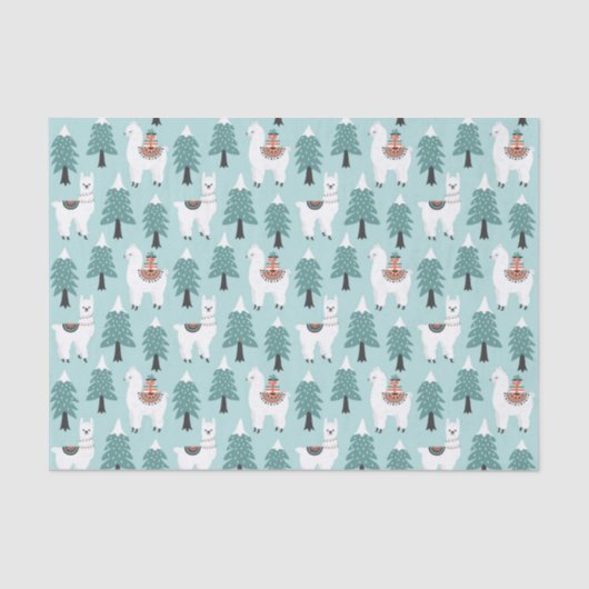 kerstboom en schattig lamappatroon tissuepapier (Voorkant)