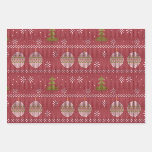 kerstboom en siergeweven rood inpakpapier vel (Voorkant 2)