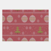 kerstboom en siergeweven rood inpakpapier vel (Voorkant)