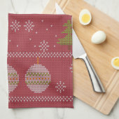 kerstboom en siergeweven rood theedoek (Quarter Fold)