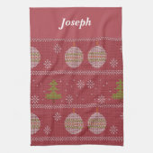 kerstboom en siergeweven rood theedoek (Verticaal)