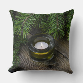 Kerstboom en Sierkussen met kaarsen