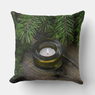 Kerstboom en Sierkussen met kaarsen