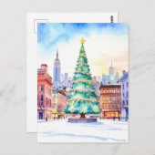 Kerstboom en skyline van New York Briefkaart (Voorkant / Achterkant)