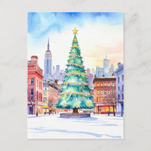 Kerstboom en skyline van New York Briefkaart