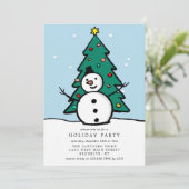 Kerstboom en Sneeuwman Holiday Party Kaart (Staand voorkant)