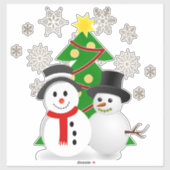 Kerstboom en Sneeuwman Sticker (Vel)