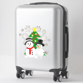 Kerstboom en Sneeuwman Sticker (Koffer)
