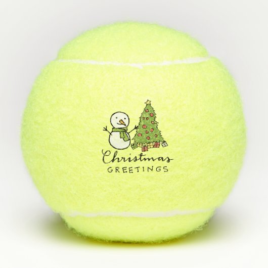 Kerstboom en Sneeuwman voor Kerstmis Tennisballen (Voorkant)