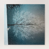 Kerstboom en sneeuwpuzzel legpuzzel (Horizontaal)