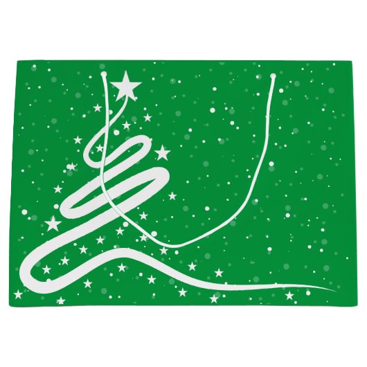 Kerstboom en sneeuwval groot cadeauzakje (Voorkant)