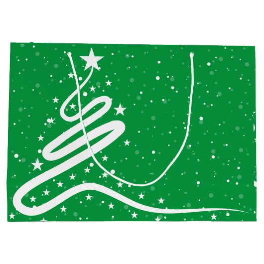 Kerstboom en sneeuwval groot cadeauzakje (Achterkant)