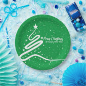 Kerstboom en sneeuwval papieren bordje (Feest)