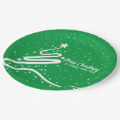 Kerstboom en sneeuwval papieren bordje (Gekanteld)