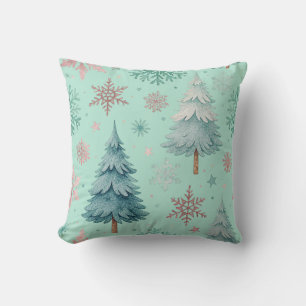 Kerstboom en Sneeuwvlok Worp Kussen