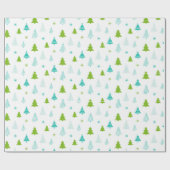 Kerstboom en sneeuwvlokken Moderne Kerst Cadeaupapier (Vlak)