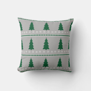 Kerstboom en Sneeuwvlokken Patroon, Kussen
