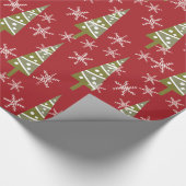 Kerstboom en sneeuwvlokken Vakantie Cadeaupapier (Hoek)