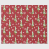 Kerstboom en sneeuwvlokken Vakantie Cadeaupapier (Vlak)