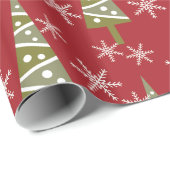 Kerstboom en sneeuwvlokken Vakantie Cadeaupapier (Rol Hoek)